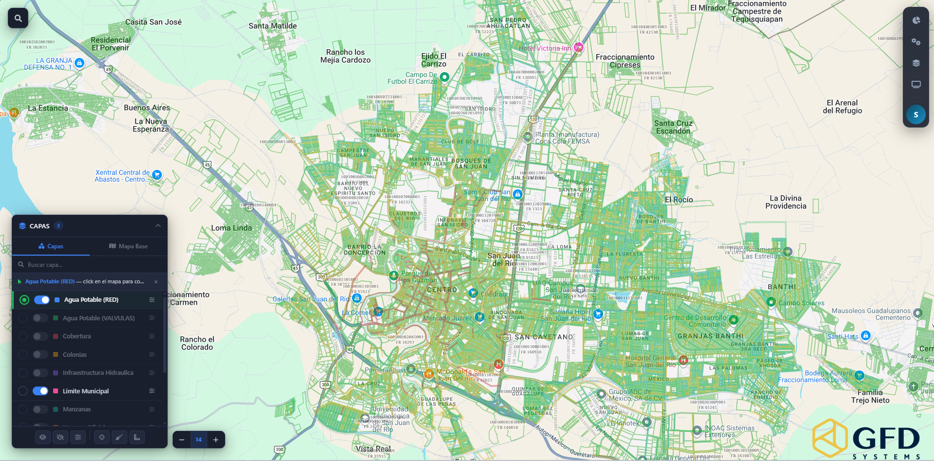 Mapa y capas operativas
